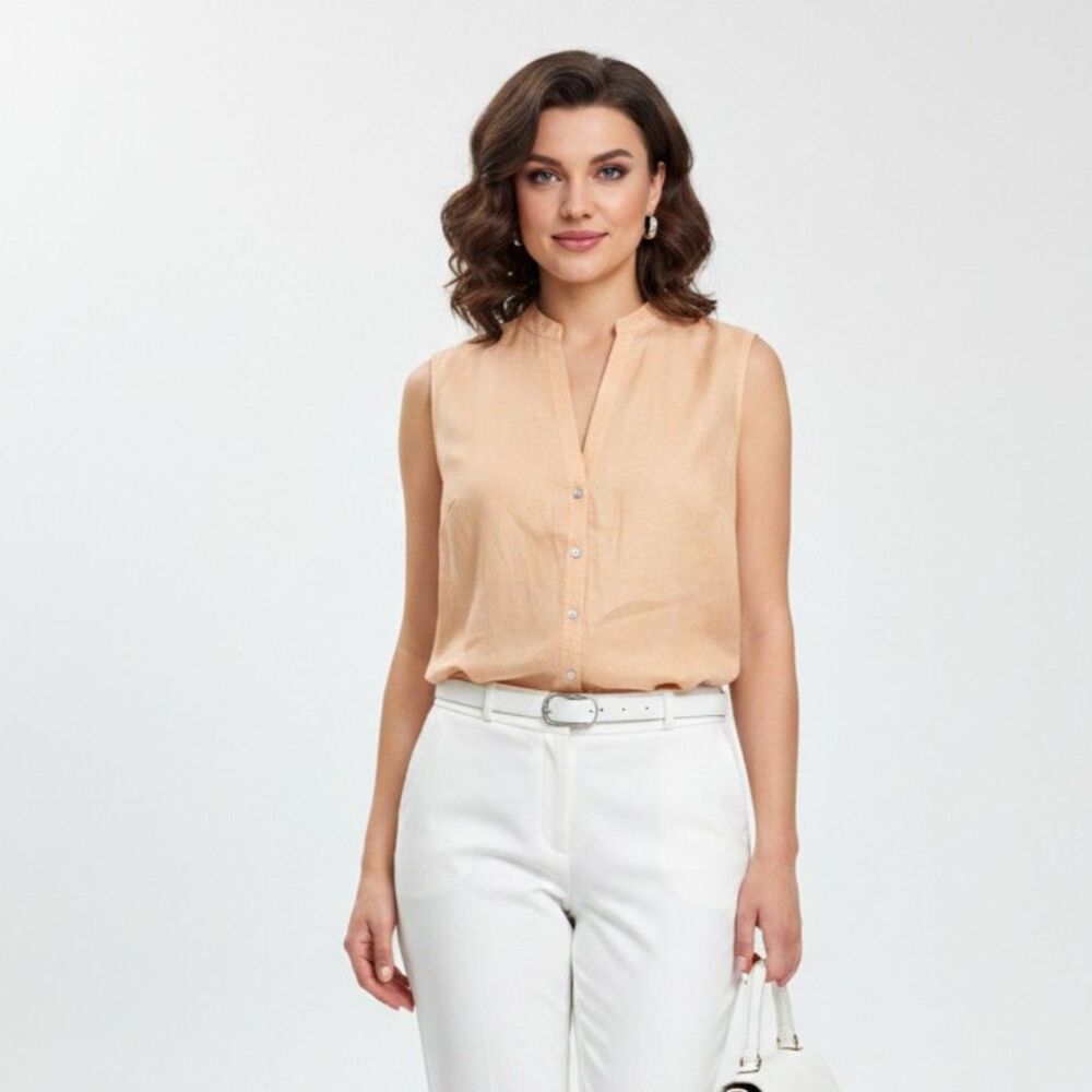 Richard Malcolm 100% Irish Linen Sleeveless Button Up Blouse Top L